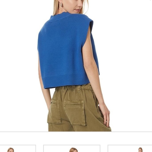 NWT Free People Blue Easy street Cropped Sweater Vest- XS - Picture 2 of 10